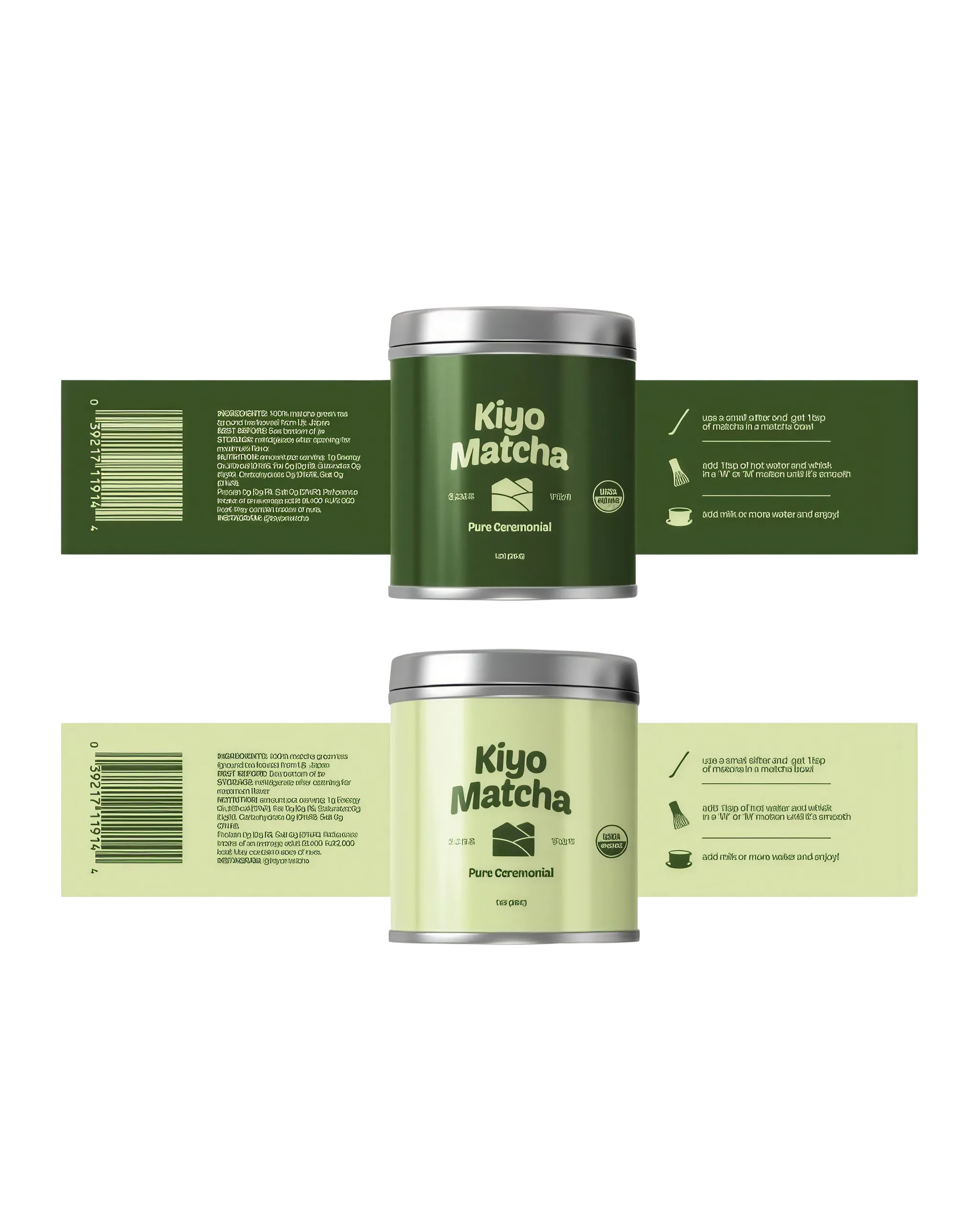 Matcha tin packaging design